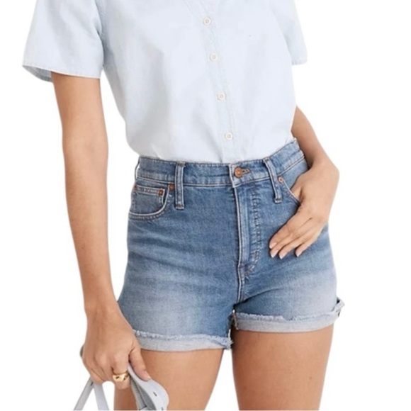 Madewell Blue Jean Shorts High-Waisted Rolled Cuff - Picture 1 of 13